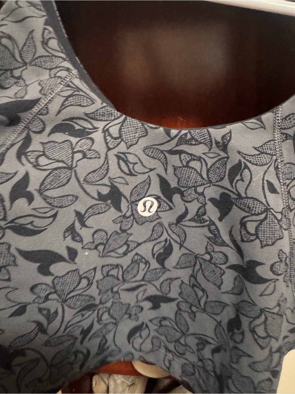 lululemon athletica Women's Floral Scoop Neck Bodysuit in Slate Blue Gray